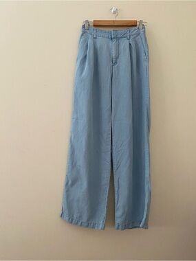 GAP Easy Trouser Chambray Light Blue Wide-Leg High Waist Pants